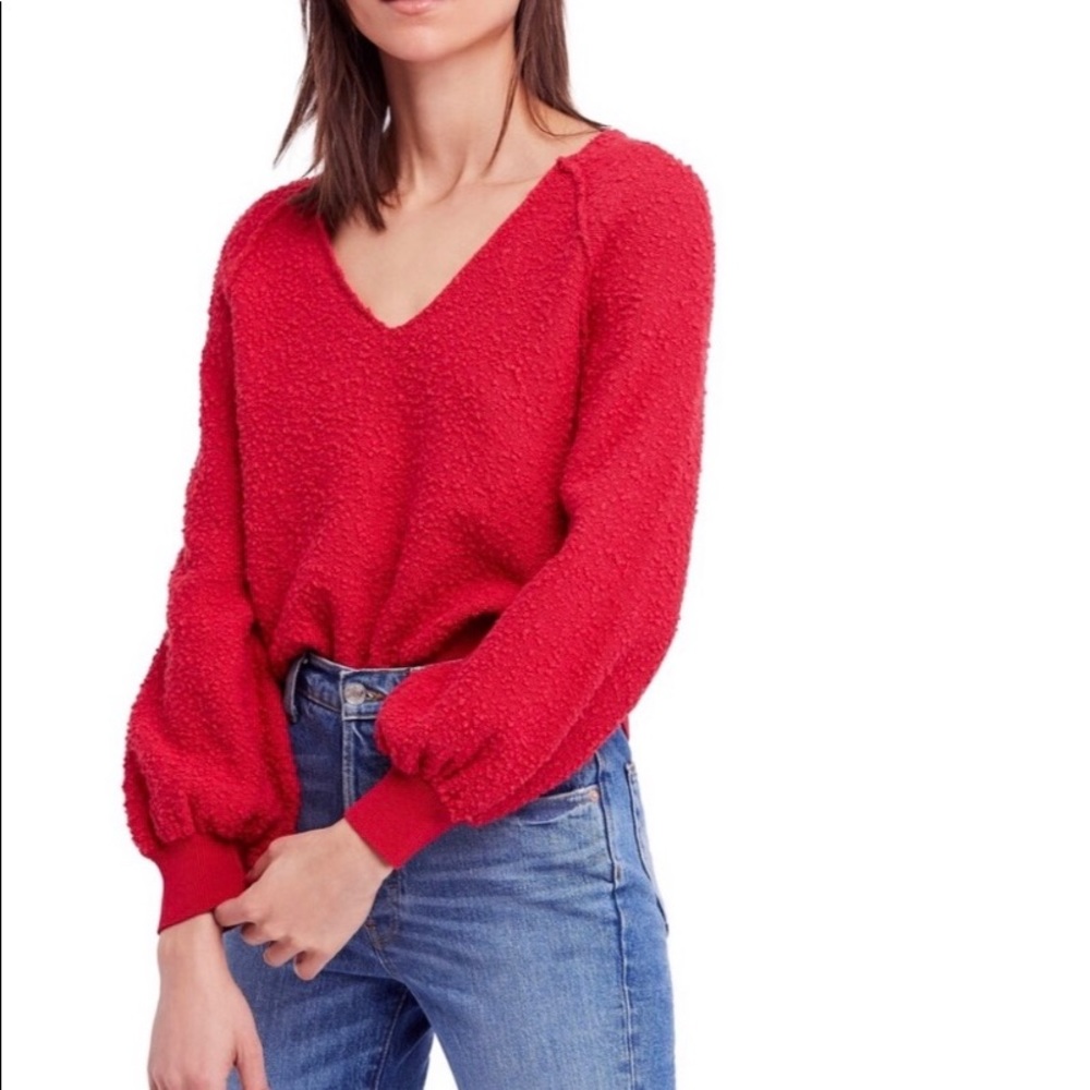 Free People V-Neck Red Sweater